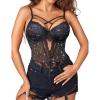 imageAvidlove Women Lingerie Floral Lace Harness Lingerie Bodysuit One Piece Teddy Babydoll NightgownBsilver Star