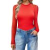 imageAvidlove Women Long Sleeve Bodysuit Crew Neck Body Suits Mesh One Piece Leotards Shirt Going Out Bodysuit TopsRed