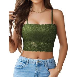 imageAvidlove Bralettes for Women Lace Spaghetti Strap Tank Top Tube Slim Basic CamisoleArmy Green