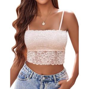 imageAvidlove Bralettes for Women Lace Spaghetti Strap Tank Top Tube Slim Basic CamisoleChampagne