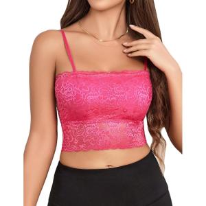 imageAvidlove Bralettes for Women Lace Spaghetti Strap Tank Top Tube Slim Basic CamisoleRose Red