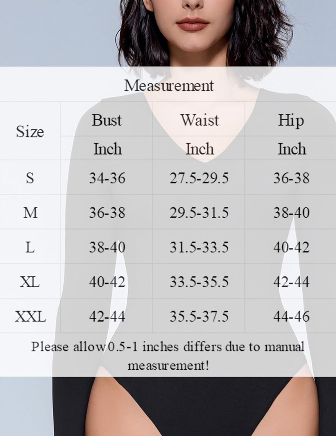 imageAvidlove Bodysuits for Women Long Sleeve V Neck Body Suit Bodysuit Double Lined Thong Body Suits Sexy TopsBlack