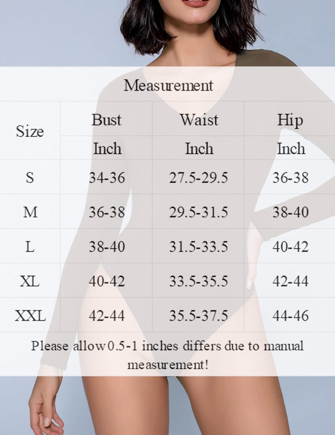 imageAvidlove Bodysuits for Women Long Sleeve V Neck Body Suit Bodysuit Double Lined Thong Body Suits Sexy TopsBrown