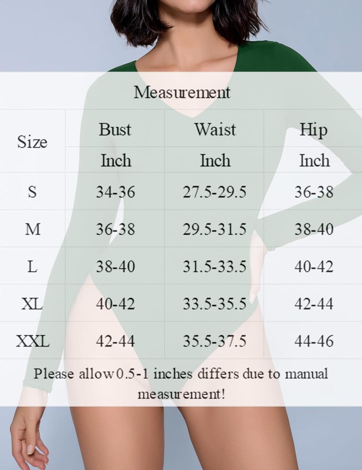 imageAvidlove Bodysuits for Women Long Sleeve V Neck Body Suit Bodysuit Double Lined Thong Body Suits Sexy TopsGreen