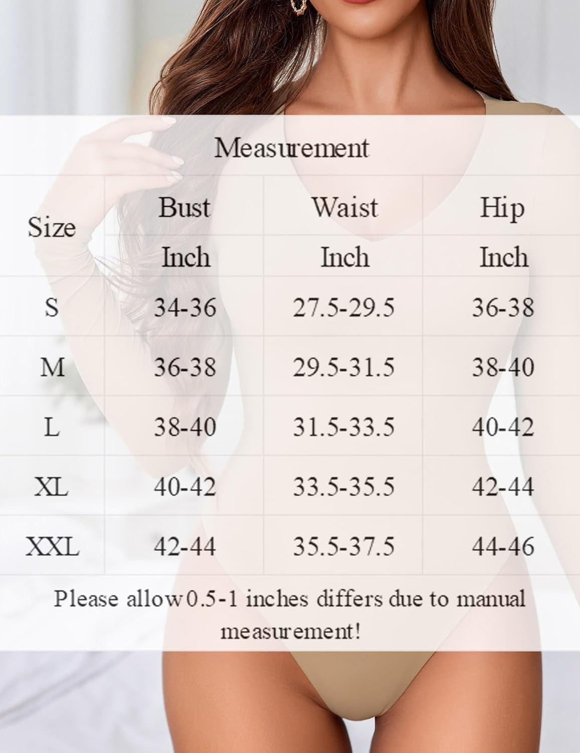 imageAvidlove Bodysuits for Women Long Sleeve V Neck Body Suit Bodysuit Double Lined Thong Body Suits Sexy TopsKhaki