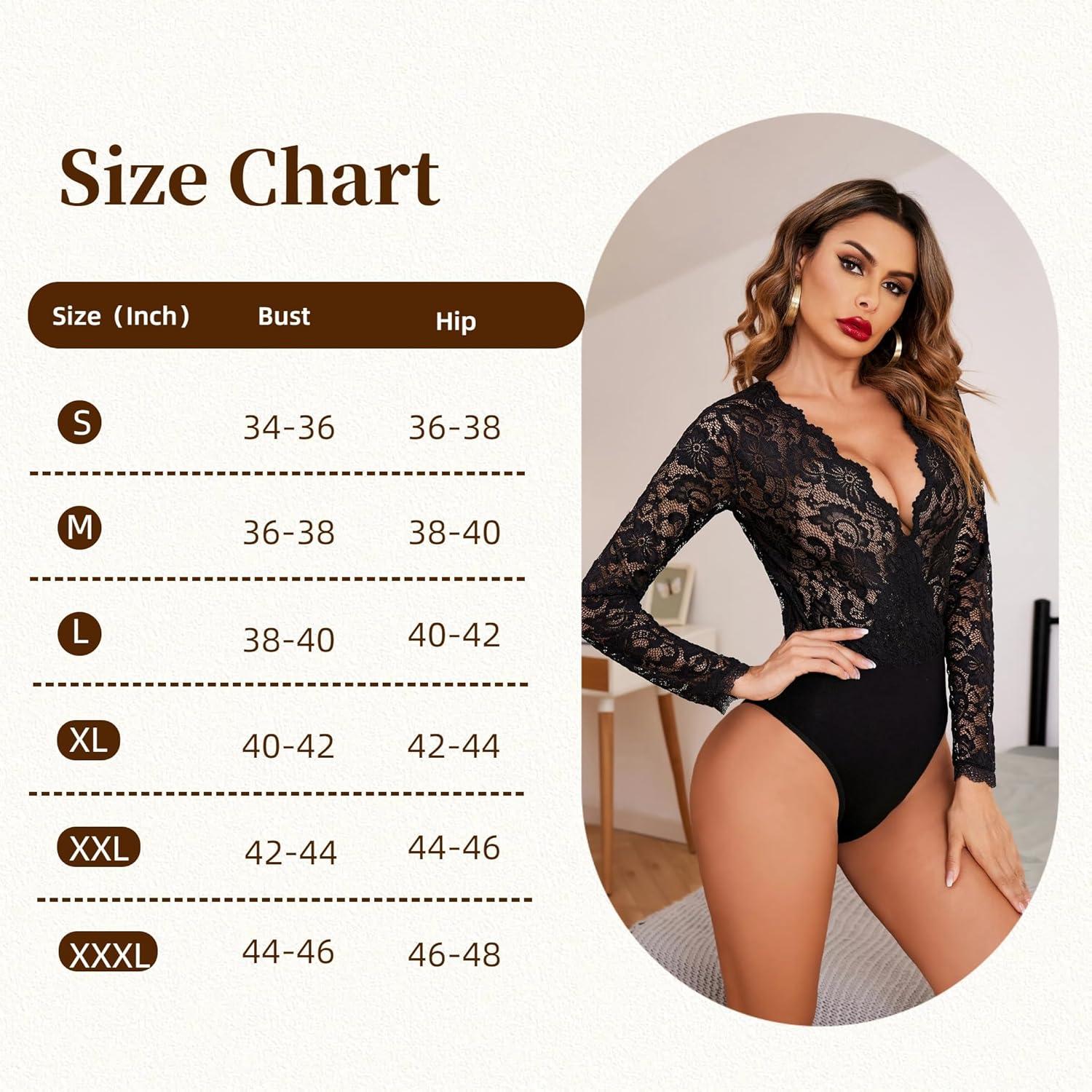 imageAvidlove Lace Bodysuit for Women Sexy Long Sleeve V Neck Body Suits Going Out Tops Snap Crotch One Piece Teddy LingerieBlack