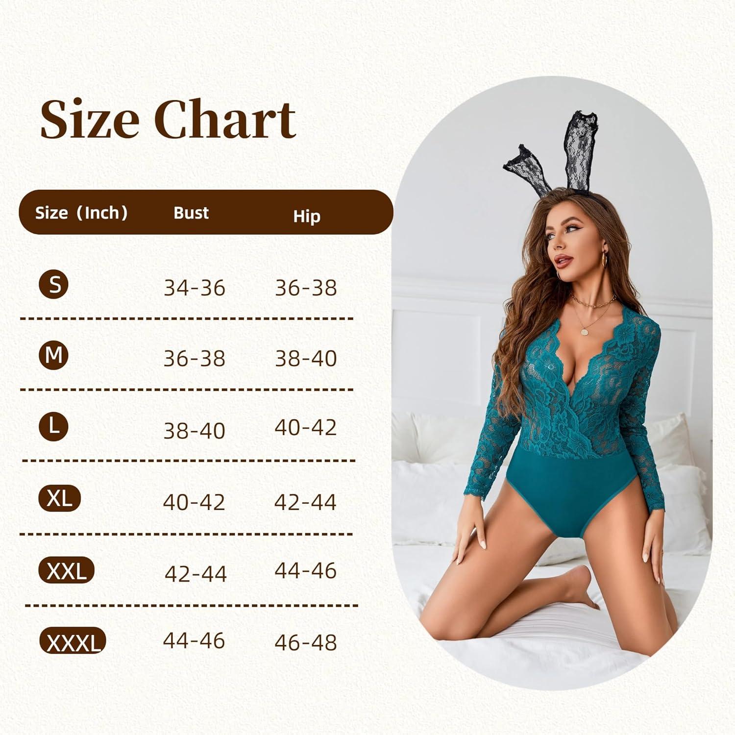 imageAvidlove Lace Bodysuit for Women Sexy Long Sleeve V Neck Body Suits Going Out Tops Snap Crotch One Piece Teddy LingerieBlue Green