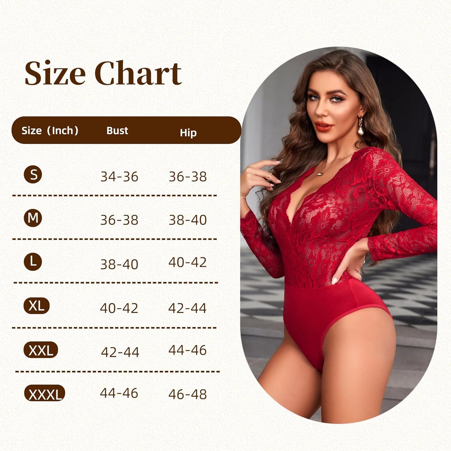 imageAvidlove Lace Bodysuit for Women Sexy Long Sleeve V Neck Body Suits Going Out Tops Snap Crotch One Piece Teddy LingerieBurgundy