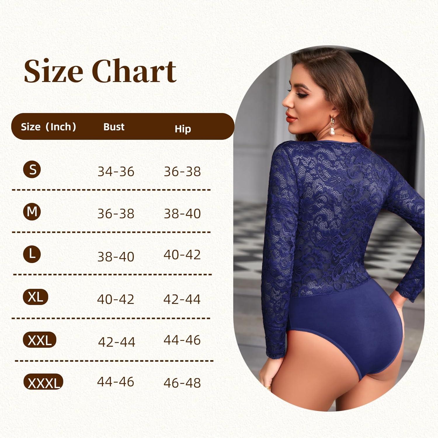 imageAvidlove Lace Bodysuit for Women Sexy Long Sleeve V Neck Body Suits Going Out Tops Snap Crotch One Piece Teddy LingerieNavy Blue