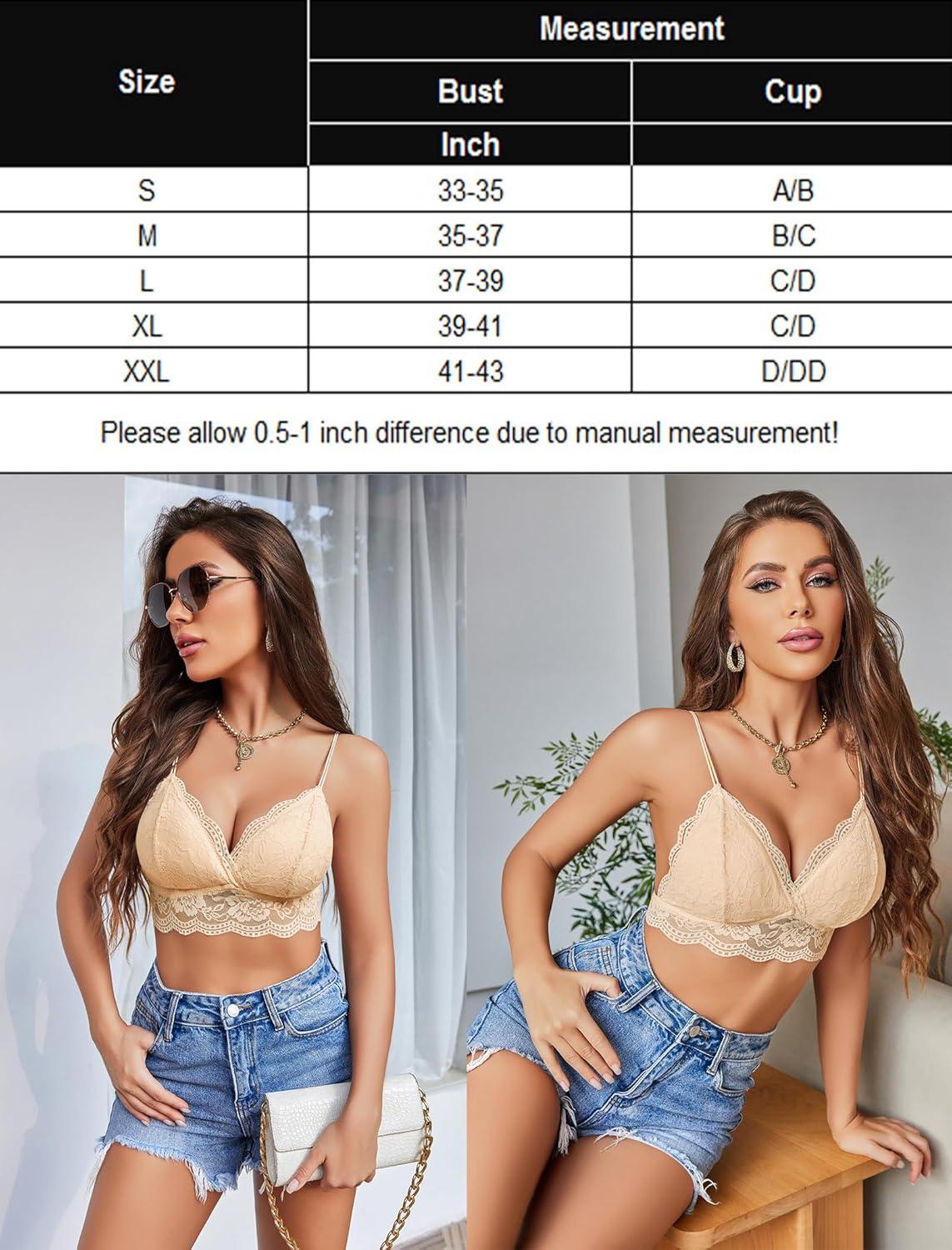 imageAvidlove Lace Bralette for Women V Neck Tank Top Spaghetti Strap Tube Slim Camisole Lingerie with Detachable PaddedChampagne