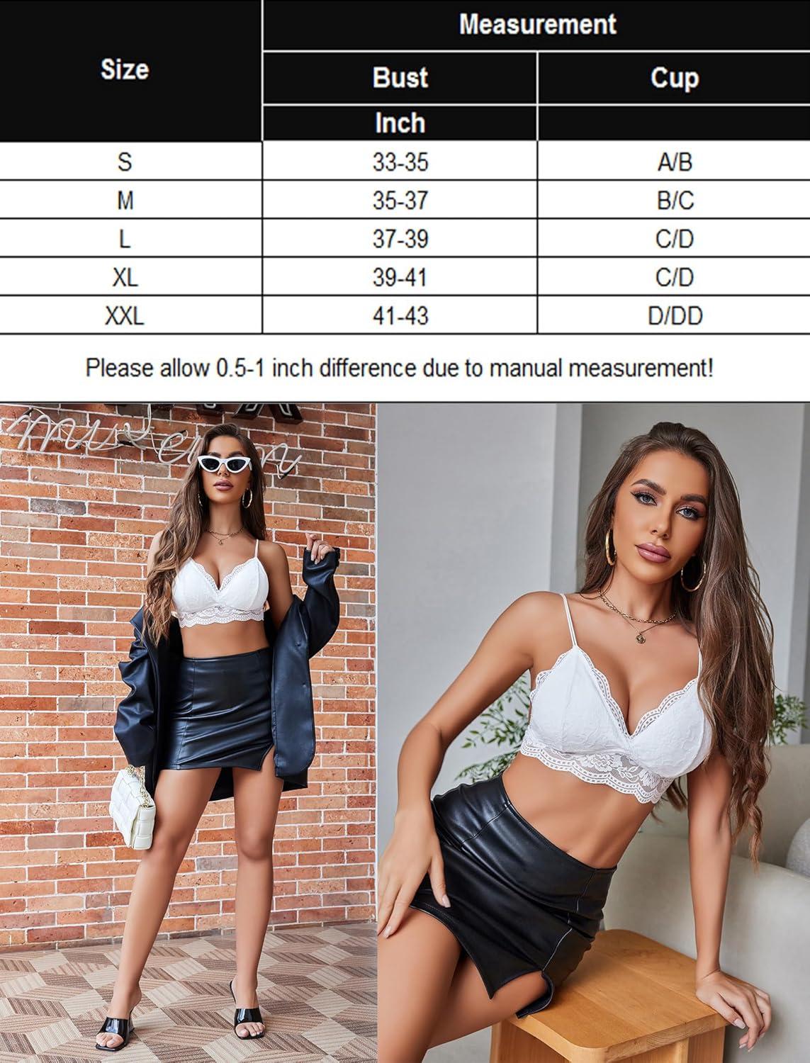 imageAvidlove Lace Bralette for Women V Neck Tank Top Spaghetti Strap Tube Slim Camisole Lingerie with Detachable PaddedWhite