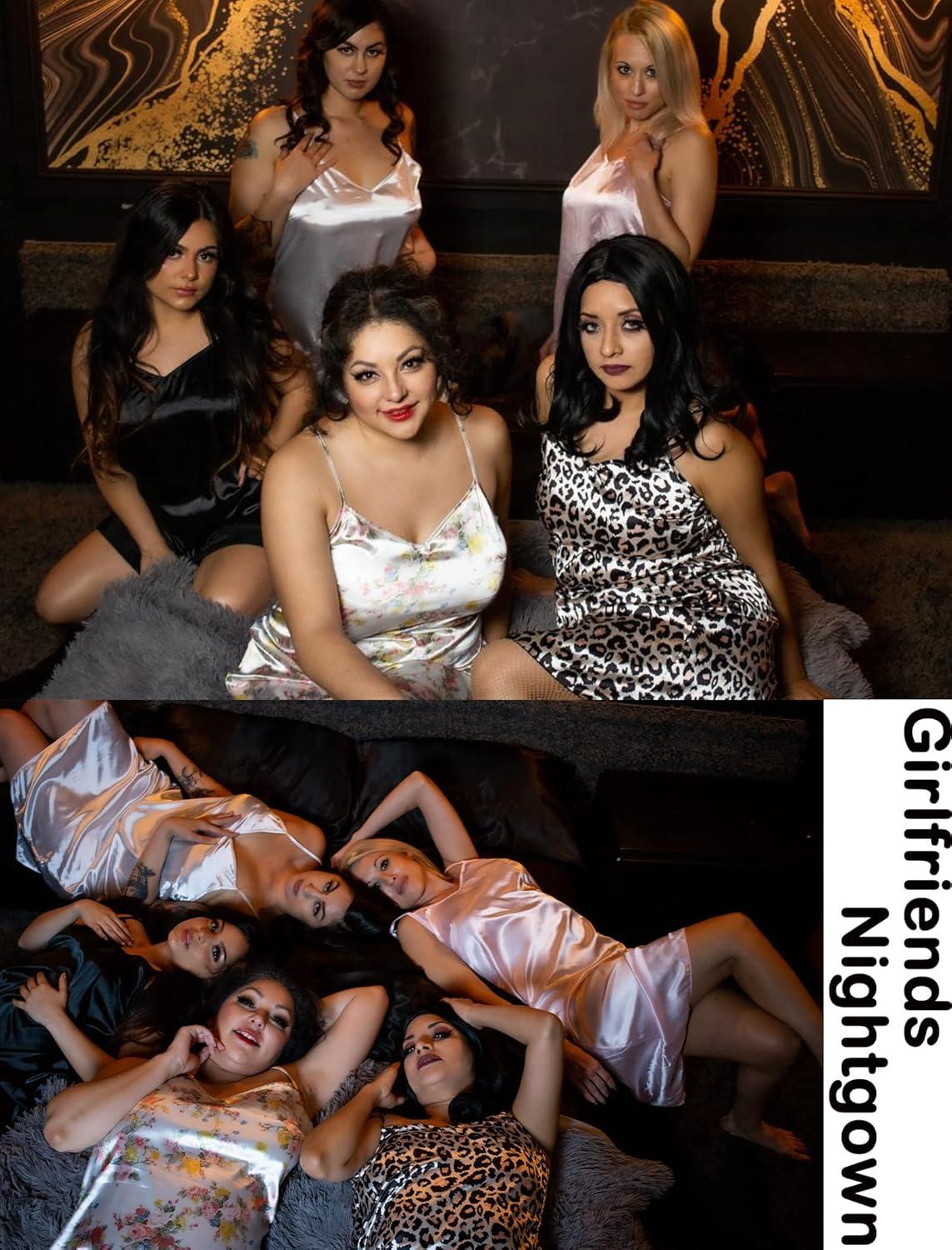 imageAvidlove Sexy Sleepwear for Women Satin Lingerie Chemise Slip Nightgown Dress