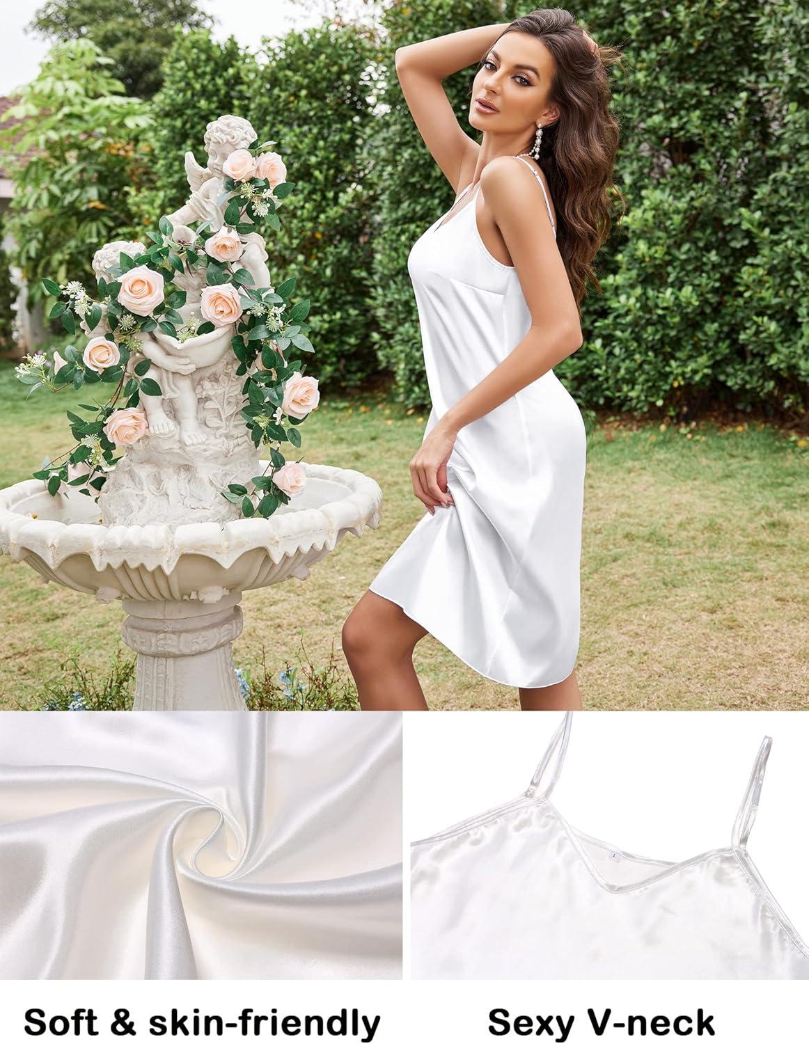 imageAvidlove Sexy Sleepwear for Women Satin Lingerie Chemise Slip Nightgown Dress