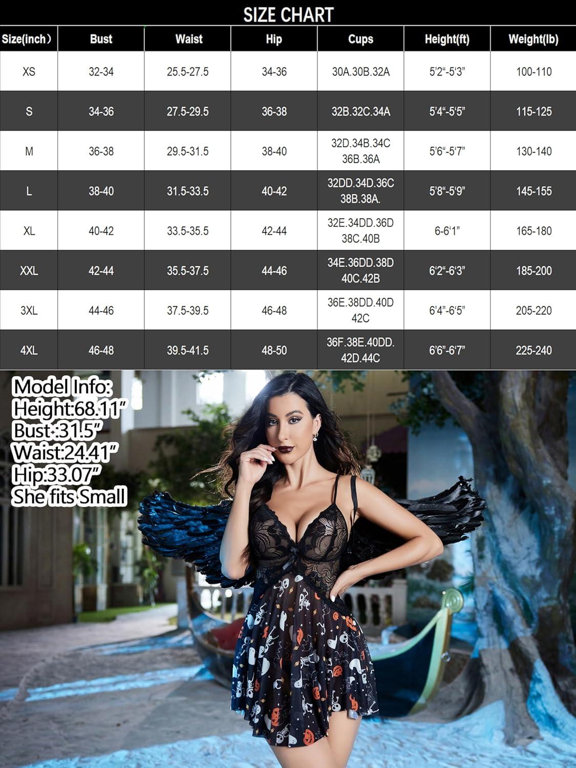 imageAvidlove Women Lace Lingerie Babydoll Sexy Chemise Exotic Nightgowns Bridal NightdressHalloween Print