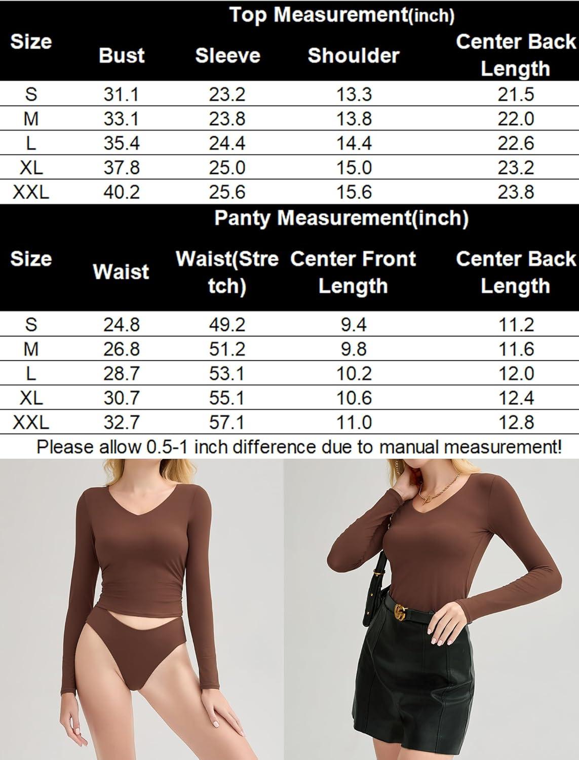imageAvidlove Womens Long Sleeve Tops Sweetheart Neck Y2k Double Lined Bodysuit Top Fitted Basic Tee Going Out ShirtsBrown