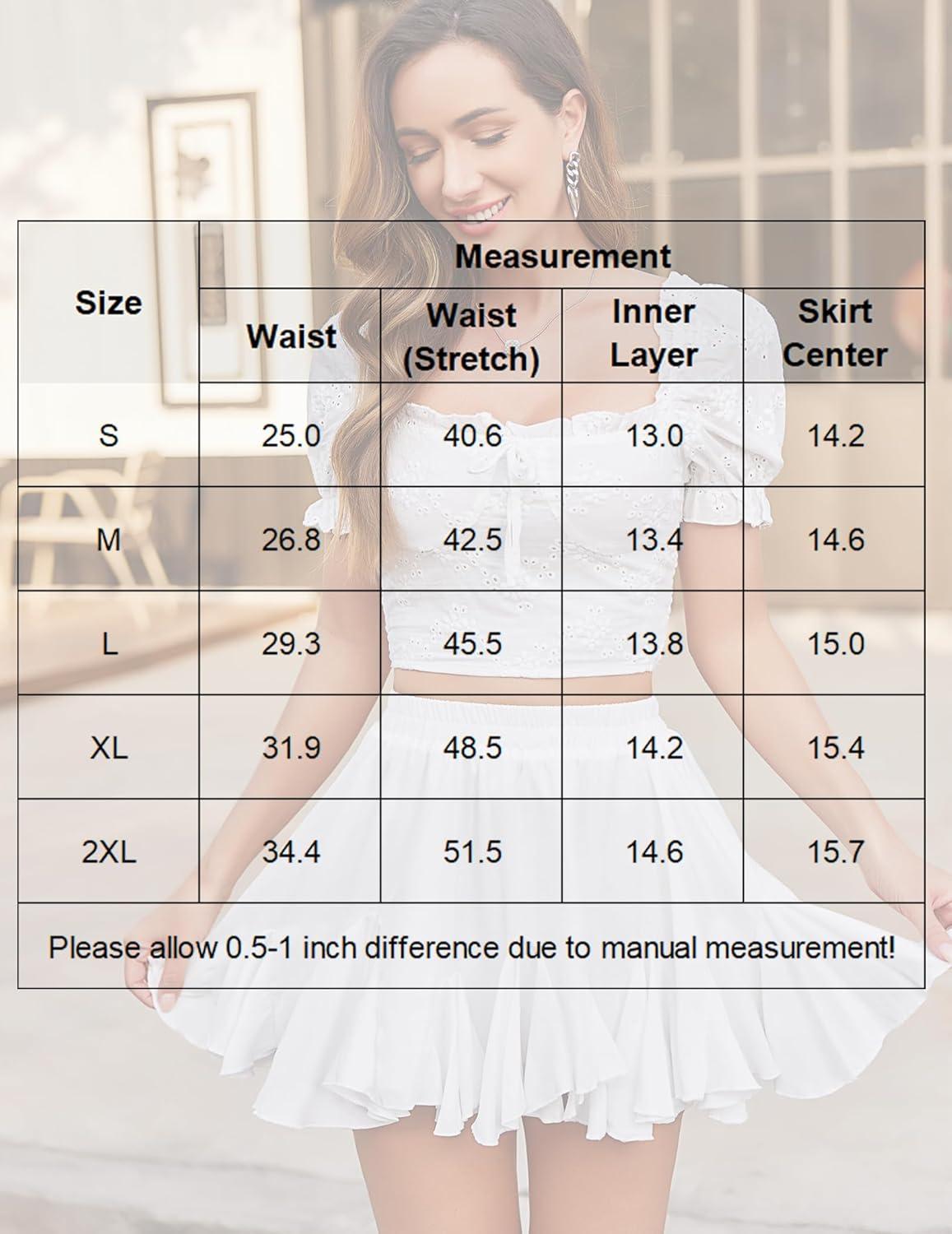 imageAvidlove Womens Pleated Skater Skirt Basic Casual High Waisted Ruffles Flared Mini Lingerie SkirtsAwhite