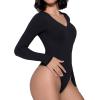 imageAvidlove Bodysuits for Women Long Sleeve V Neck Body Suit Bodysuit Double Lined Thong Body Suits Sexy TopsBlack