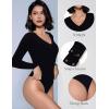 imageAvidlove Bodysuits for Women Long Sleeve V Neck Body Suit Bodysuit Double Lined Thong Body Suits Sexy TopsBlack
