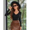 imageAvidlove Bodysuits for Women Long Sleeve V Neck Body Suit Bodysuit Double Lined Thong Body Suits Sexy TopsBlack