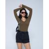 imageAvidlove Bodysuits for Women Long Sleeve V Neck Body Suit Bodysuit Double Lined Thong Body Suits Sexy TopsBrown