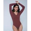 imageAvidlove Bodysuits for Women Long Sleeve V Neck Body Suit Bodysuit Double Lined Thong Body Suits Sexy TopsDeep Purple Red