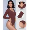 imageAvidlove Bodysuits for Women Long Sleeve V Neck Body Suit Bodysuit Double Lined Thong Body Suits Sexy TopsDeep Purple Red