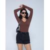 imageAvidlove Bodysuits for Women Long Sleeve V Neck Body Suit Bodysuit Double Lined Thong Body Suits Sexy TopsDeep Purple Red