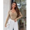 imageAvidlove Bodysuits for Women Long Sleeve V Neck Body Suit Bodysuit Double Lined Thong Body Suits Sexy TopsKhaki