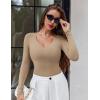 imageAvidlove Bodysuits for Women Long Sleeve V Neck Body Suit Bodysuit Double Lined Thong Body Suits Sexy TopsKhaki