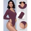 imageAvidlove Bodysuits for Women Long Sleeve V Neck Body Suit Bodysuit Double Lined Thong Body Suits Sexy TopsPurple