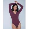 imageAvidlove Bodysuits for Women Long Sleeve V Neck Body Suit Bodysuit Double Lined Thong Body Suits Sexy TopsPurple