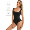 imageAvidlove Bodysuits for Women Square Neck Body Suit Double Lined Tank Top Bodysuit SoftBlack