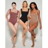 imageAvidlove Bodysuits for Women Square Neck Body Suit Double Lined Tank Top Bodysuit SoftBlack