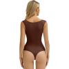 imageAvidlove Bodysuits for Women Square Neck Body Suit Double Lined Tank Top Bodysuit SoftCoffee