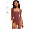 imageAvidlove Bodysuits for Women Square Neck Body Suit Double Lined Tank Top Bodysuit SoftDark Purple Red