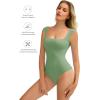 imageAvidlove Bodysuits for Women Square Neck Body Suit Double Lined Tank Top Bodysuit SoftGreen