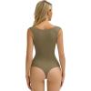imageAvidlove Bodysuits for Women Square Neck Body Suit Double Lined Tank Top Bodysuit SoftGrey Green