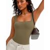 imageAvidlove Bodysuits for Women Square Neck Body Suit Double Lined Tank Top Bodysuit SoftGrey Green