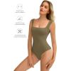 imageAvidlove Bodysuits for Women Square Neck Body Suit Double Lined Tank Top Bodysuit SoftGrey Green