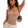 imageAvidlove Bodysuits for Women Square Neck Body Suit Double Lined Tank Top Bodysuit SoftKhaki