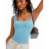 imageAvidlove Bodysuits for Women Square Neck Body Suit Double Lined Tank Top Bodysuit SoftLight Blue