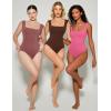 imageAvidlove Bodysuits for Women Square Neck Body Suit Double Lined Tank Top Bodysuit SoftPink