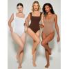 imageAvidlove Bodysuits for Women Square Neck Body Suit Double Lined Tank Top Bodysuit SoftWhite