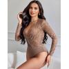 imageAvidlove Lace Bodysuit for Women Sexy Long Sleeve V Neck Body Suits Going Out Tops Snap Crotch One Piece Teddy LingerieBrown