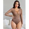 imageAvidlove Lace Bodysuit for Women Sexy Long Sleeve V Neck Body Suits Going Out Tops Snap Crotch One Piece Teddy LingerieBrown