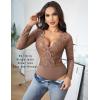 imageAvidlove Lace Bodysuit for Women Sexy Long Sleeve V Neck Body Suits Going Out Tops Snap Crotch One Piece Teddy LingerieBrown