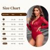 imageAvidlove Lace Bodysuit for Women Sexy Long Sleeve V Neck Body Suits Going Out Tops Snap Crotch One Piece Teddy LingerieBurgundy
