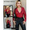 imageAvidlove Lace Bodysuit for Women Sexy Long Sleeve V Neck Body Suits Going Out Tops Snap Crotch One Piece Teddy LingerieBurgundy