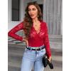 imageAvidlove Lace Bodysuit for Women Sexy Long Sleeve V Neck Body Suits Going Out Tops Snap Crotch One Piece Teddy LingerieBurgundy