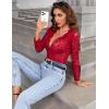 imageAvidlove Lace Bodysuit for Women Sexy Long Sleeve V Neck Body Suits Going Out Tops Snap Crotch One Piece Teddy LingerieBurgundy